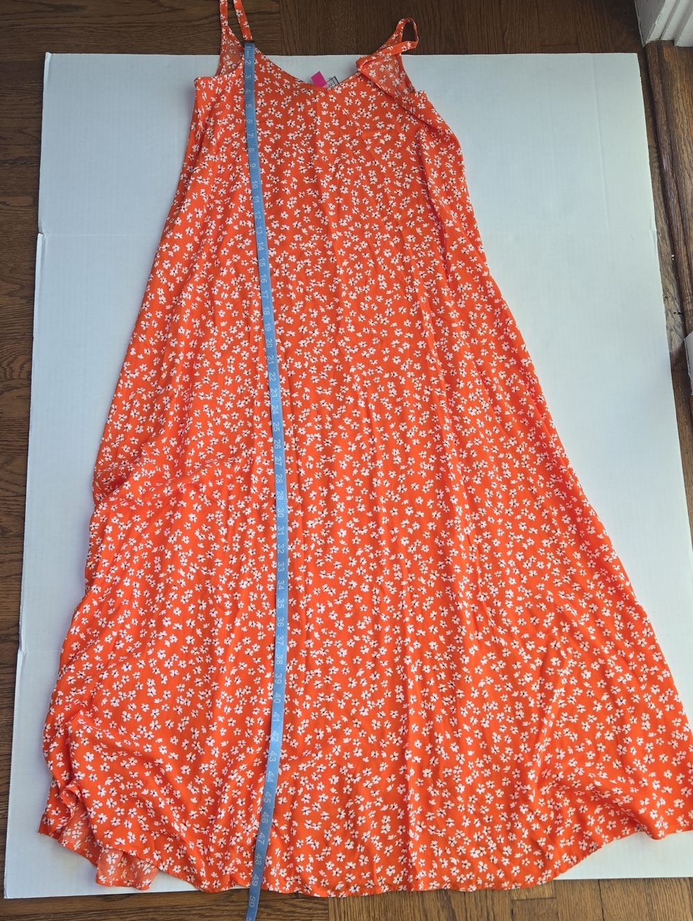 Vince Camuto Orange and White Ditsy Floral Maxi Sundress Summer Beach Size XXS - Picture 8 of 8